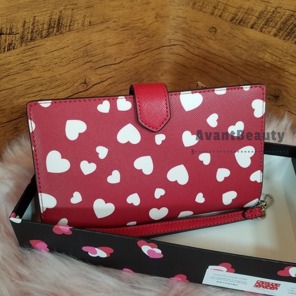 NWT Kate Spade Staci Boxed Heart Pop Printed Phone Wallet Wristlet White V Day - Picture 5 of 7